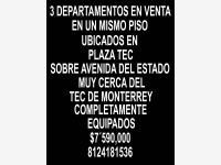 Departamento en venta en Instituto Tecnológico de Estudios Superiores de Monterrey, Monterrey, Nuevo León