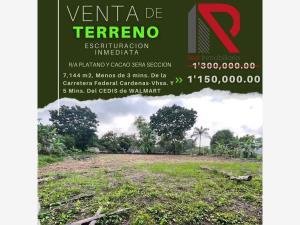 Terreno en venta en Plátano y Cacao 1ra Sección, Centro, Tabasco