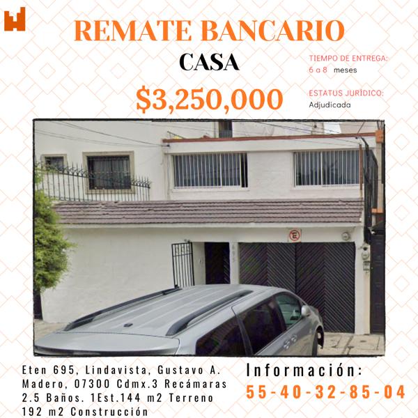 Casa en remate en Lindavista Norte, Gustavo A. Madero, Ciudad de México