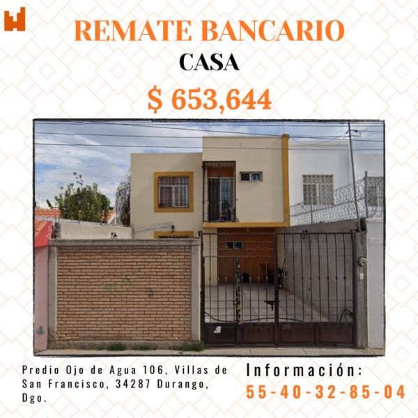 Casa en remate en Villas de San Francisco, Durango, Durango