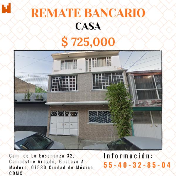 Casa en remate en Campestre Aragon, Gustavo A. Madero, Ciudad de México