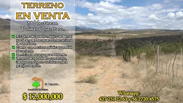 Terreno en venta en San Pablo Tolimán, Tolimán, Querétaro