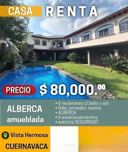 Casa en renta en Vista Hermosa, Cuernavaca, Morelos