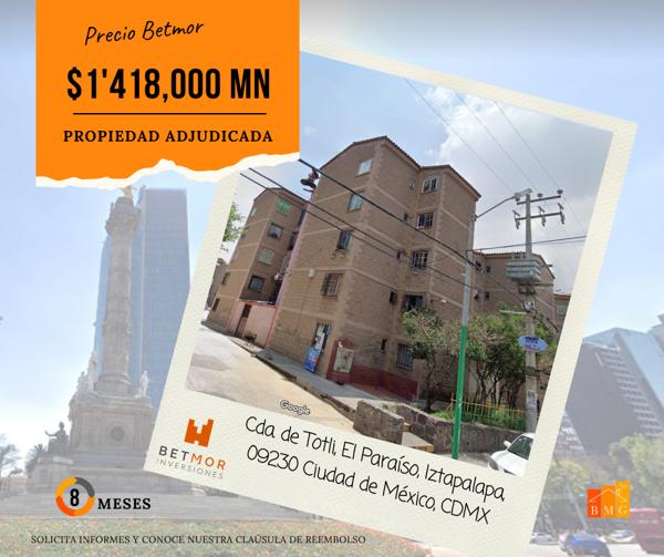 Departamento en remate en El Paraiso, Iztapalapa, Ciudad de México