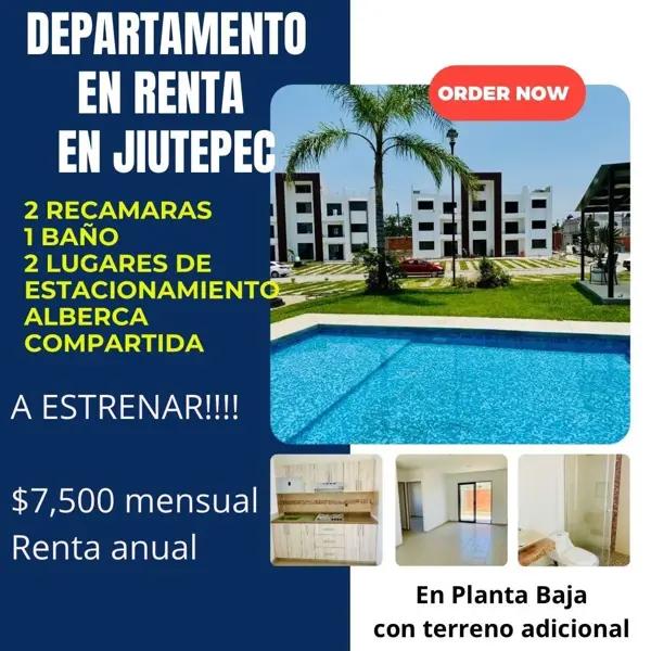 Departamento en renta en Pedregal de las Fuentes, Jiutepec, Morelos