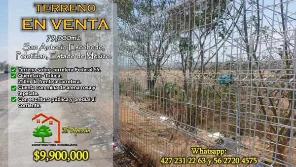 Terreno en venta en San Antonio Escobedo, Polotitlán, México