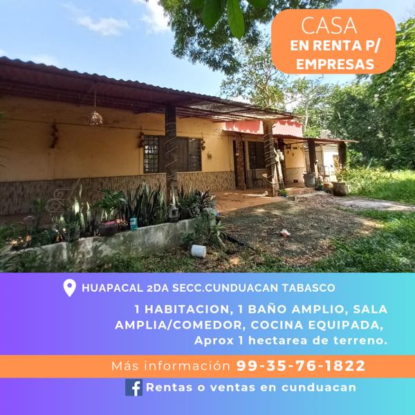 Casa en renta en Huapacal 1a Secc, Cunduacán, Tabasco