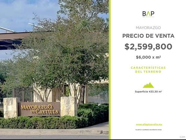 Terreno en venta en El Mayorazgo Residencial, León, Guanajuato