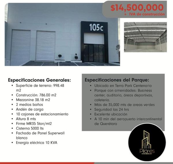 Nave en venta en Terra Park Centenario, El Marqués, Querétaro