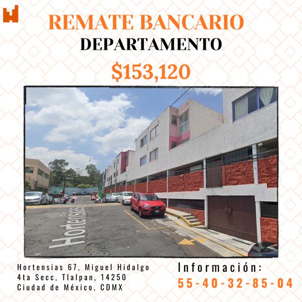 Departamento en remate en Miguel Hidalgo 4A Sección, Tlalpan, Ciudad de México