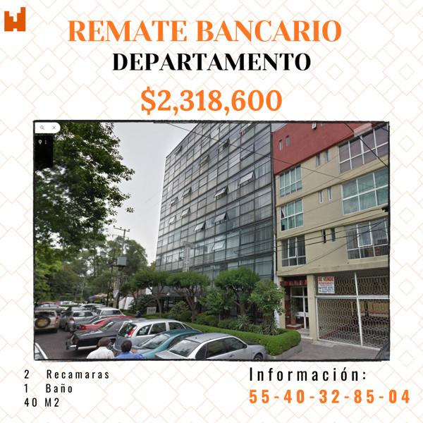 Departamento en remate en Del Valle Norte, Benito Juárez, Ciudad de México