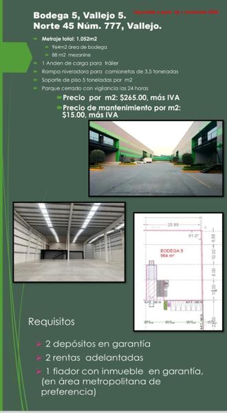 Bodega en renta en Industrial Vallejo, Azcapotzalco, Ciudad de México