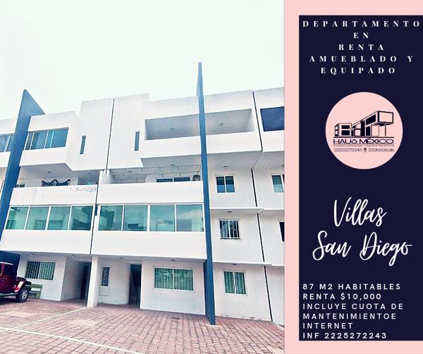 Departamento en renta en Villas San Diego, San Pedro Cholula, Puebla