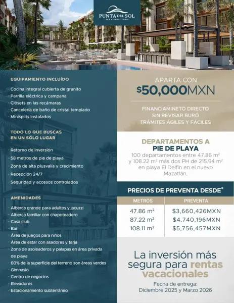 Departamento en venta en Zona Dorada, Mazatlán, Sinaloa