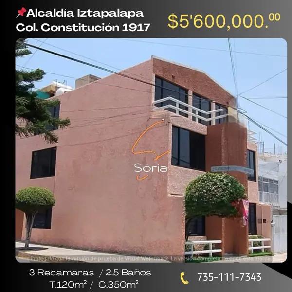 Casa en venta en Constitucion de 1917, Iztapalapa, Ciudad de México Casa en venta en Constitucion de 1917, Iztapalapa, Ciudad de México