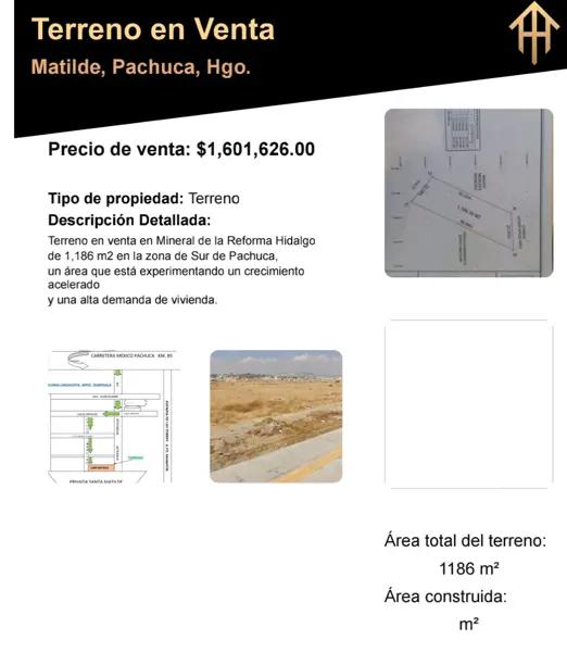 Terreno en venta en Santa Matilde, Pachuca de Soto, Hidalgo