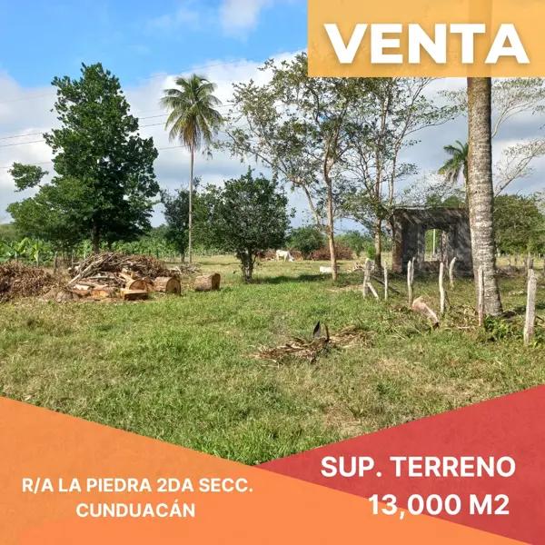 Terreno en venta en La Piedra 2da Sección, Cunduacán, Tabasco
