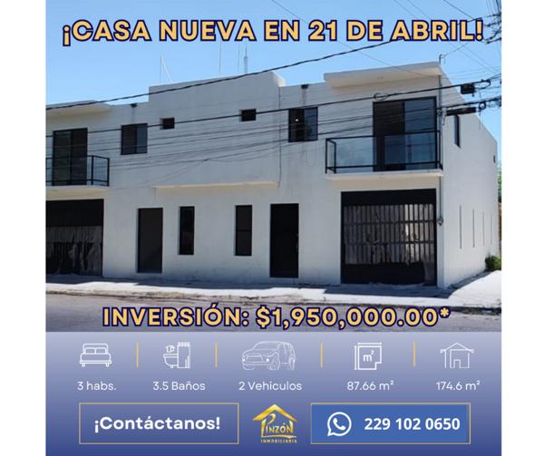Casa en venta en 21 de Abril, Veracruz, Veracruz de Ignacio de la Llave