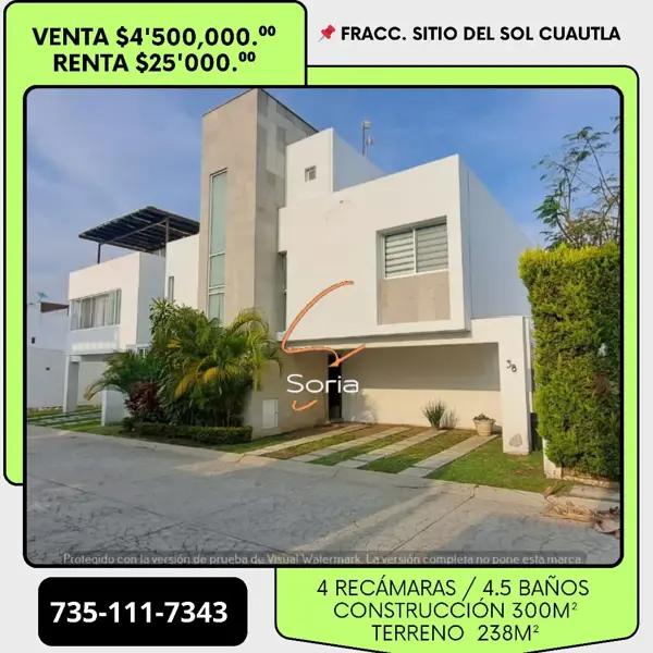 Casa en venta en Sitio del Sol, Cuautla, Morelos