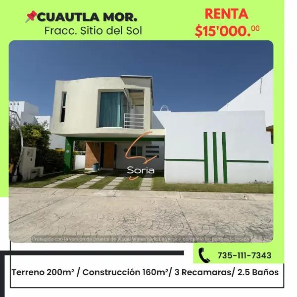 Casa en renta en Sitio del Sol, Cuautla, Morelos