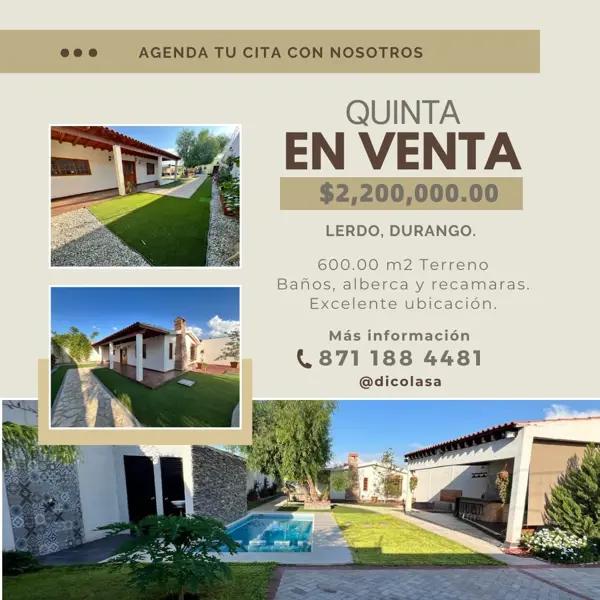 Quinta en venta en Ciudad Juárez, Lerdo, Durango