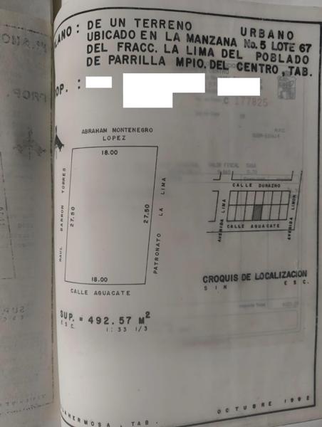 Terreno en venta en La Lima, Centro, Tabasco