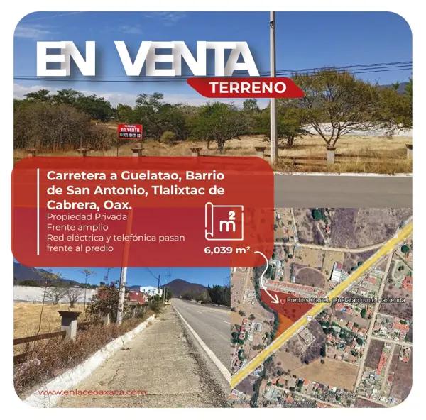 Terreno en Venta en San Antonio, Tlalixtac de Cabrera, Oaxaca