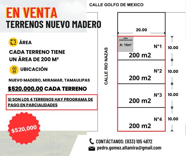 Terreno en venta en Nuevo Madero, Altamira, Tamaulipas