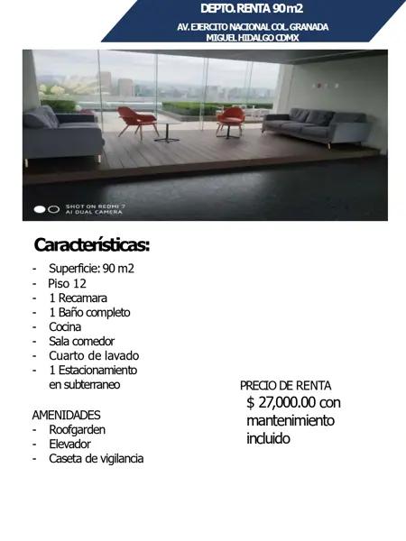 Departamento en Renta en Granada, Miguel Hidalgo, Ciudad de México