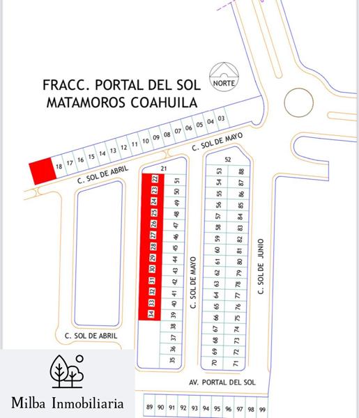 Paquete de 68 Lotes en Venta en Portal del Sol, Matamoros, Coahuila de Zaragoza