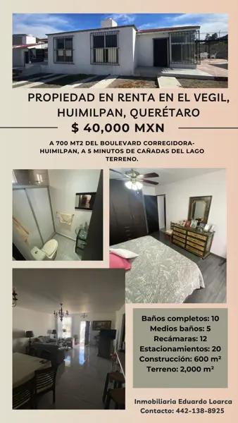 Casa en Renta en El Vegil, Huimilpan, Querétaro