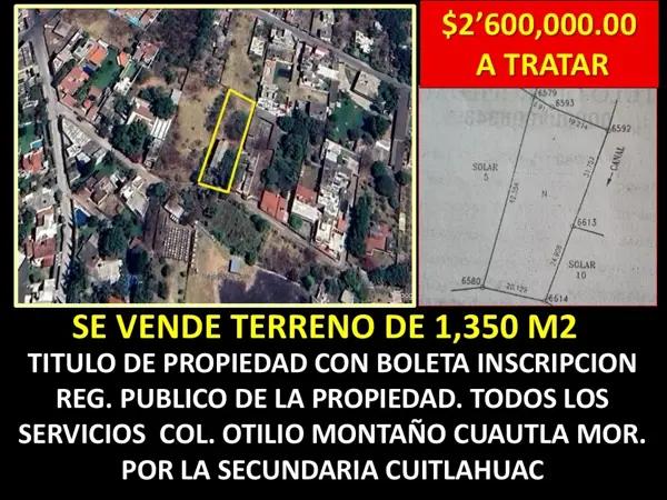 Terreno en venta en Otilio Montaño, Cuautla, Morelos