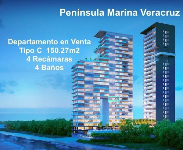 Se vende o se renta departamento amueblado torre península Riviera veracruzana