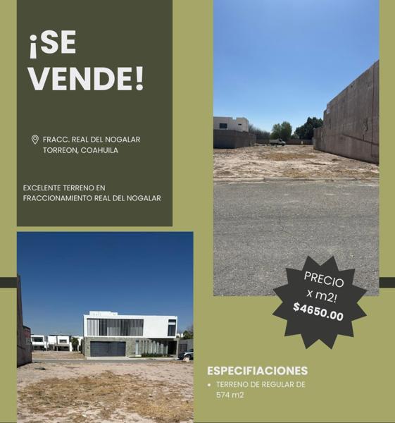 Terreno en venta en Real del Nogalar, Torreón, Coahuila de Zaragoza