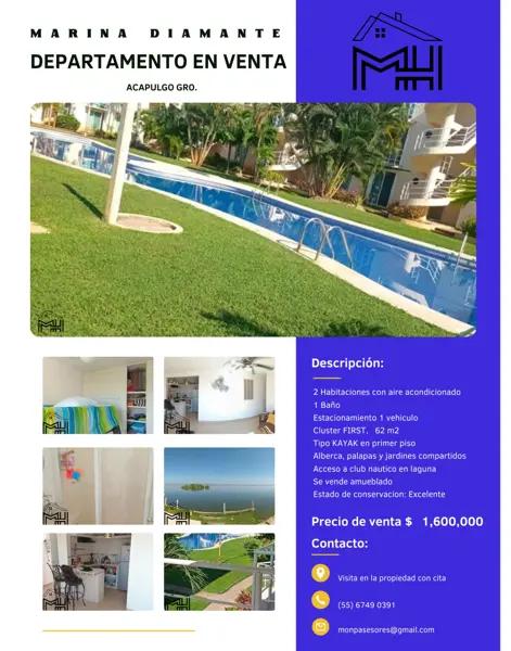 Departamento en venta en Marina Diamante, Acapulco