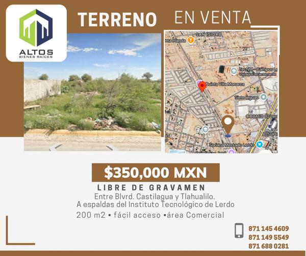 Terreno en venta en Castilagua, Lerdo, Durango