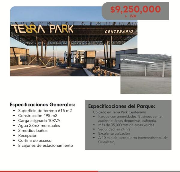 Nave en venta en Terra Park Centenario, El Marqués, Querétaro Nave en venta en Terra Park Centenario, El Marqués, Querétaro