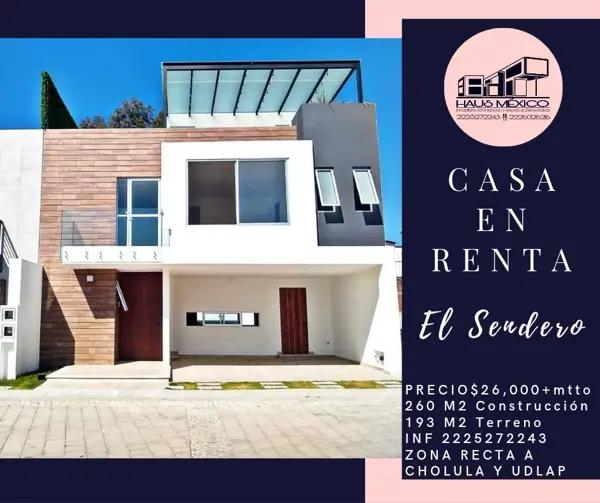 Casa en renta en El Sendero Residencial, San Pedro Cholula, Puebla Casa en renta en El Sendero Residencial, San Pedro Cholula, Puebla