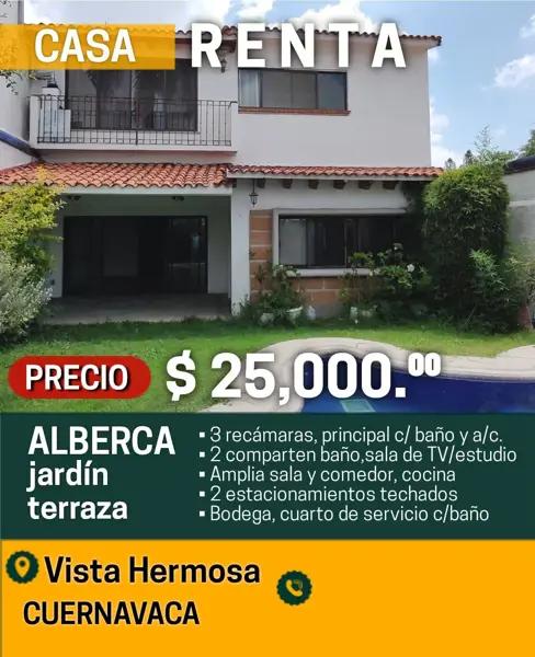 Casa en renta en Vista Hermosa, Cuernavaca, Morelos Casa en renta en Vista Hermosa, Cuernavaca, Morelos