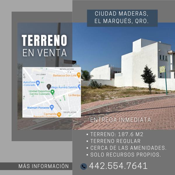 Terreno en venta en Ciudad Maderas, El Marqués, Querétaro Terreno en venta en Ciudad Maderas, El Marqués, Querétaro