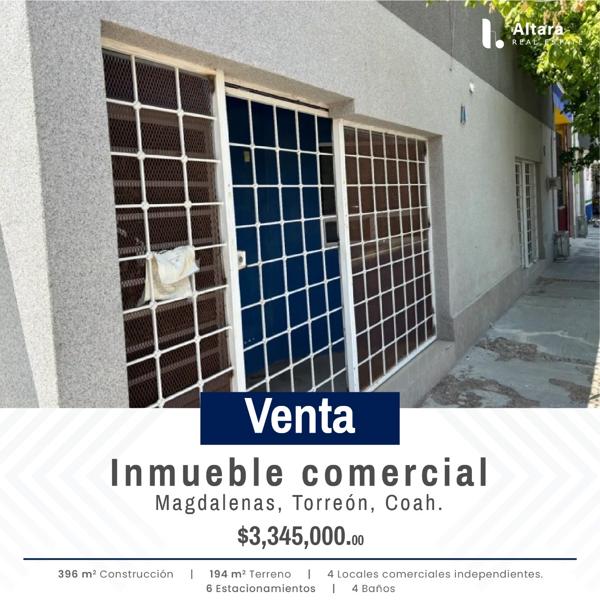 Local en venta en Magdalenas, Torreón, Coahuila de Zaragoza Local en venta en Magdalenas, Torreón, Coahuila de Zaragoza